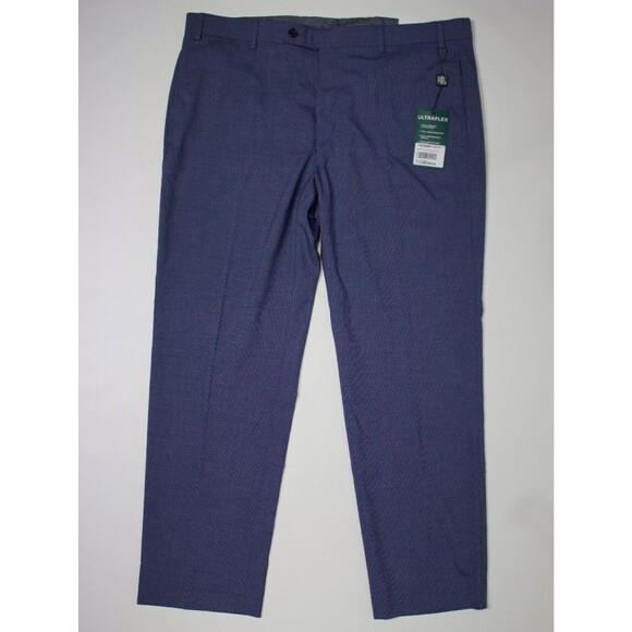 NWT $95 Ralph Lauren Norton Ultraflex Blue Check Flat Front Pants Men 38x30 (B1) - Picture 3 of 9